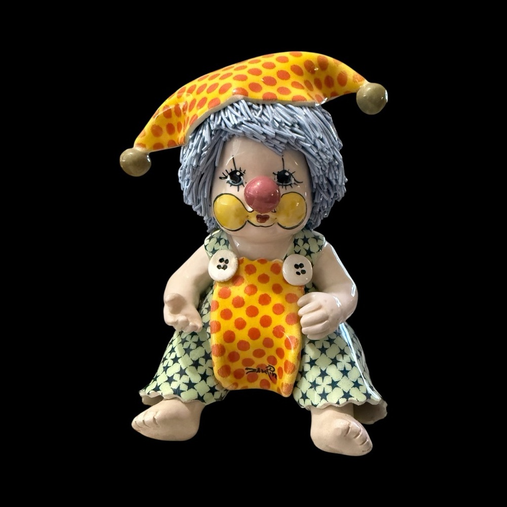 Vintage Zampiva Porcelain Clown Figurine with Spaghetti Hair Design-SIGNED - Picture 4 of 6